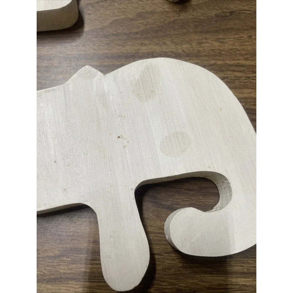 3 Solid Wooden Cat Kitten Shapes for Crafting Painting Art